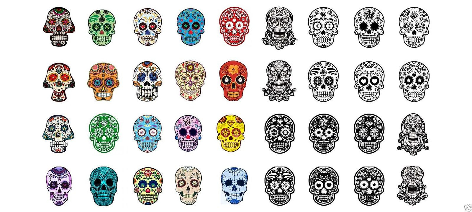 4. Sugar Skull Nail Art Stickers - Set of 10 - wide 11