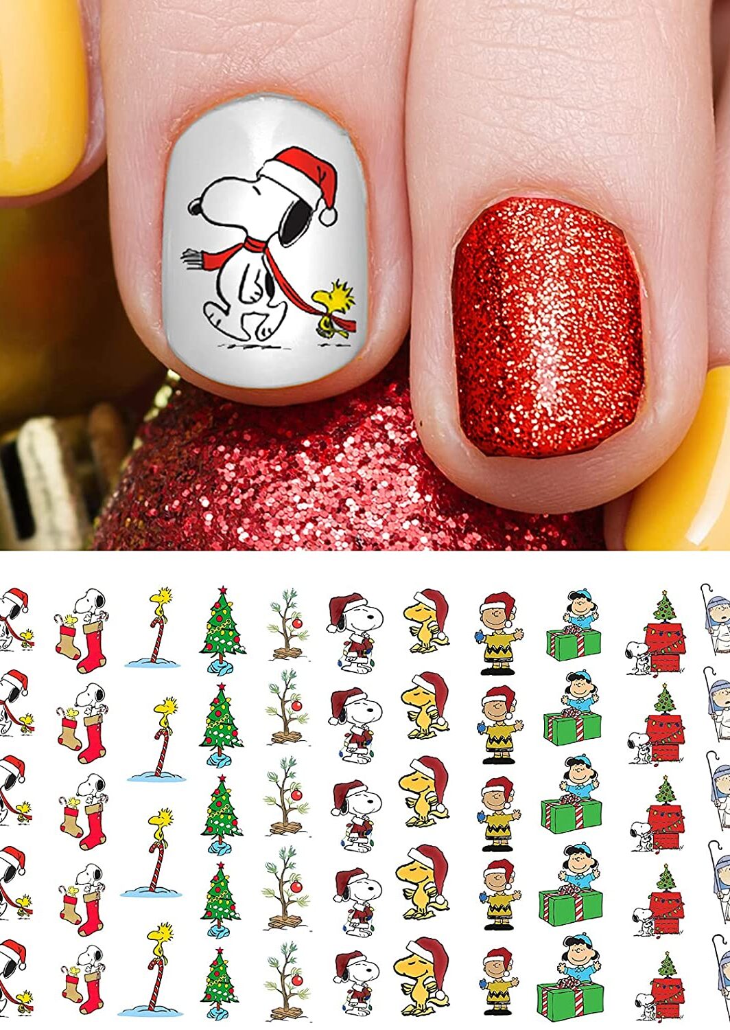 Snoopy Christmas Nail Decals