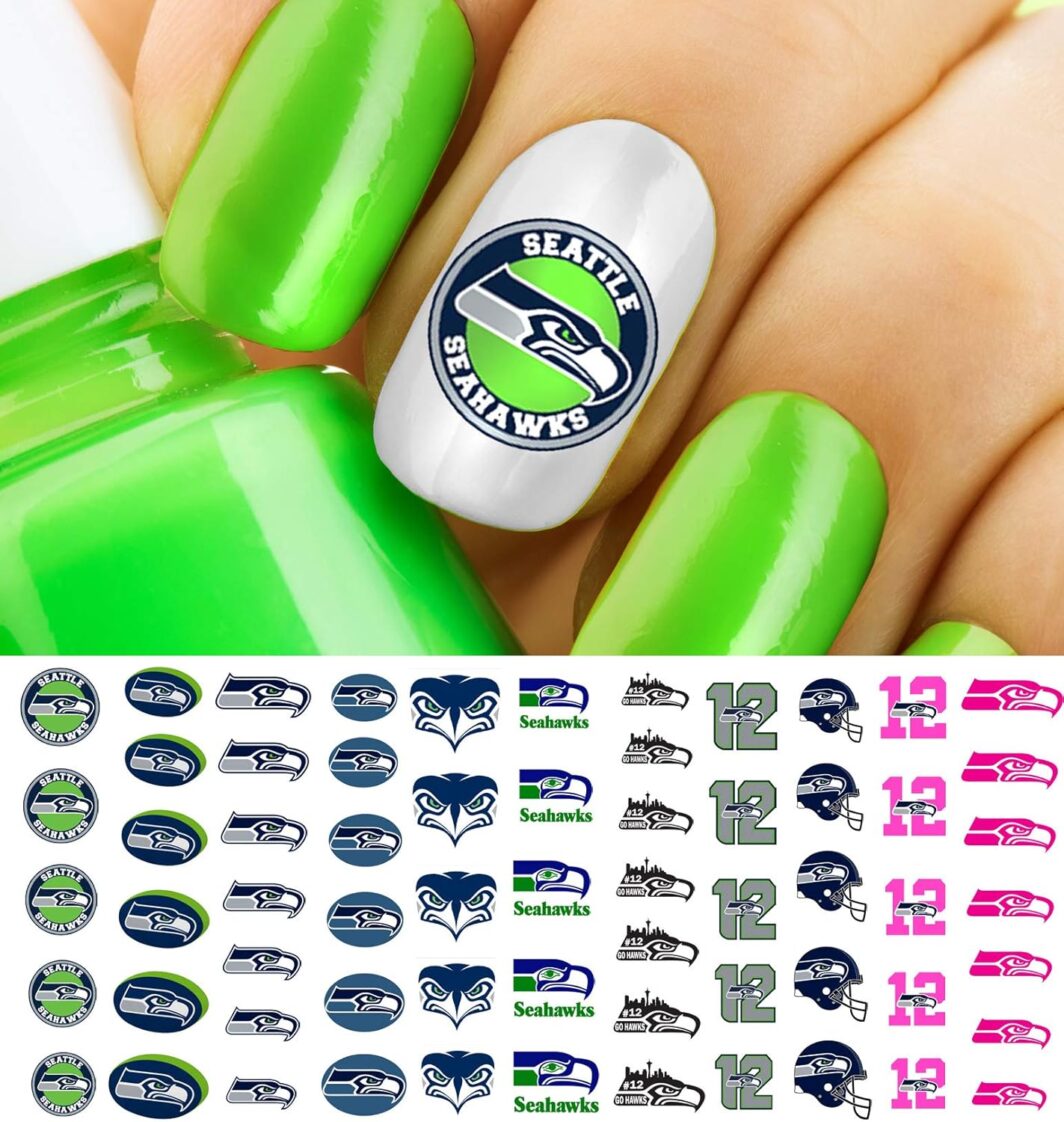 seahawks nail art